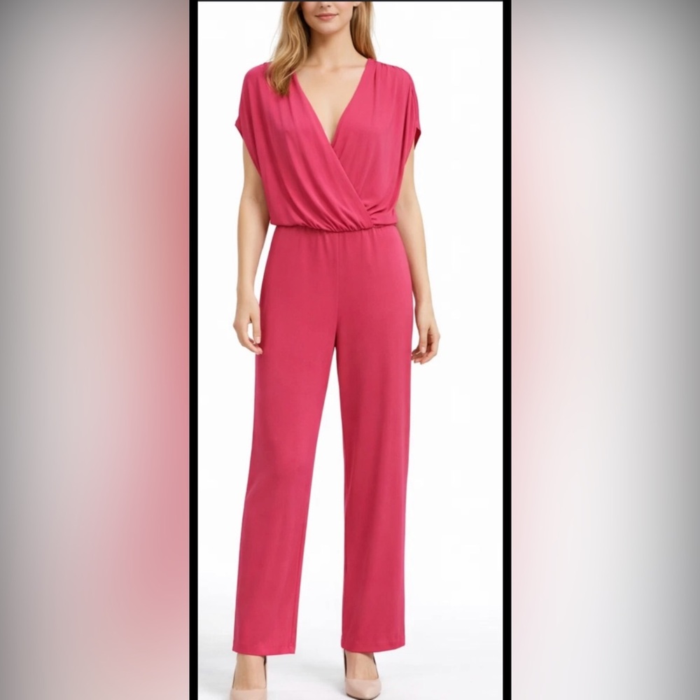 Trina Turk drape front jewel pink Jumpsuit